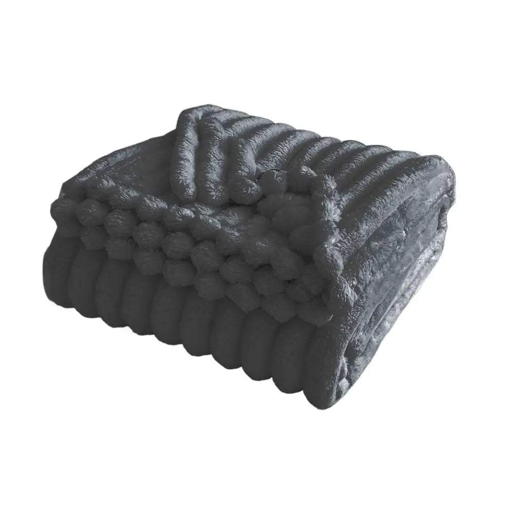 Double-Sided Fleece Blanket Luxurious Throw Blanket Cozy Double-Sided Plush Striped Flannel Blanket for Home Travel for Office
