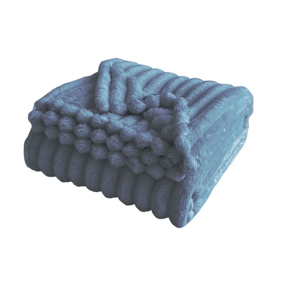 Double-Sided Fleece Blanket Luxurious Throw Blanket Cozy Double-Sided Plush Striped Flannel Blanket for Home Travel for Office