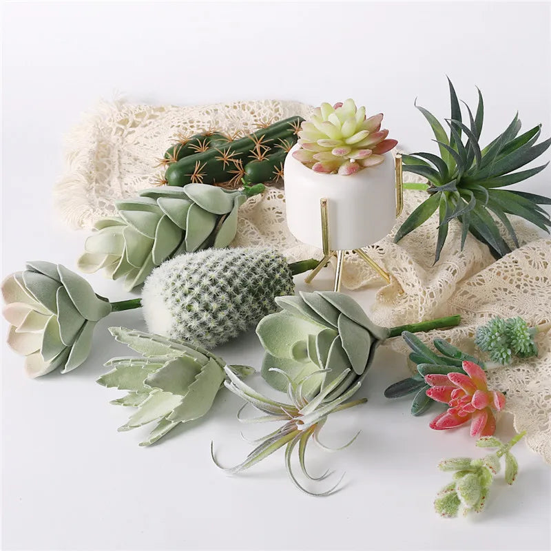 Artificial Plants Suculentas for Home Decor Fake Cactus Decoration Plantas Artificiales Home Decor Green Succulent High Quality