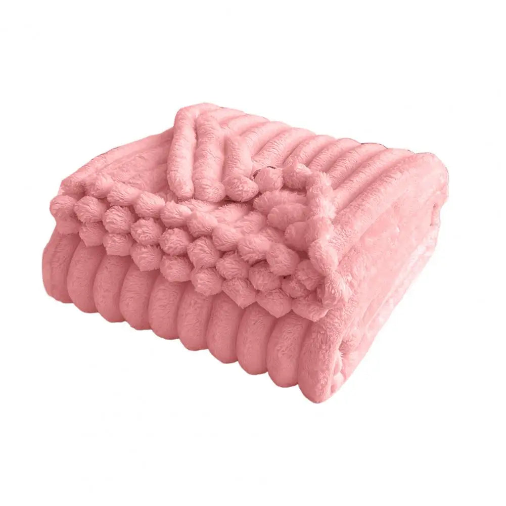 Double-Sided Fleece Blanket Luxurious Throw Blanket Cozy Double-Sided Plush Striped Flannel Blanket for Home Travel for Office