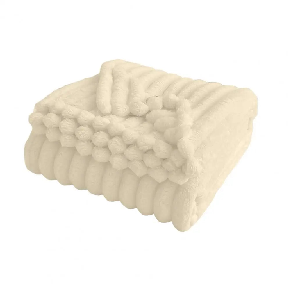 Double-Sided Fleece Blanket Luxurious Throw Blanket Cozy Double-Sided Plush Striped Flannel Blanket for Home Travel for Office